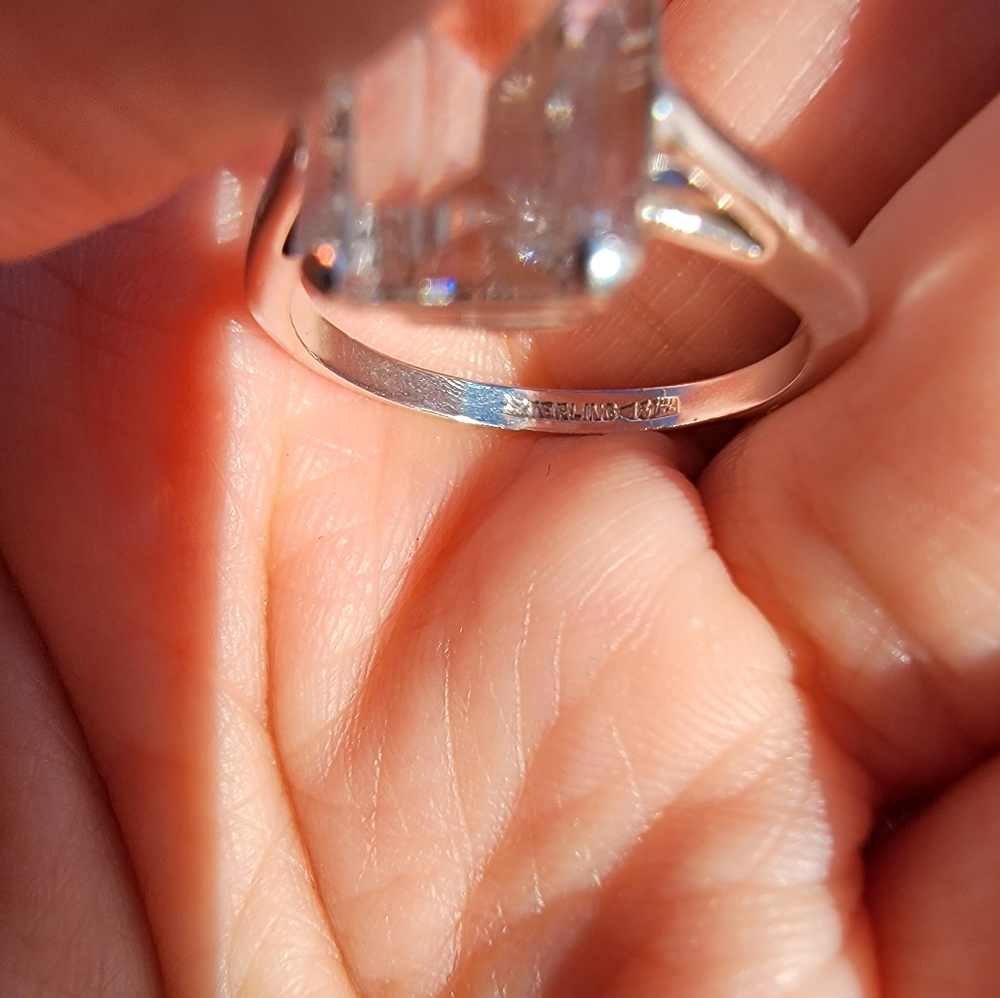 Sterling Emerald Cut Cz Stack Ring - image 3